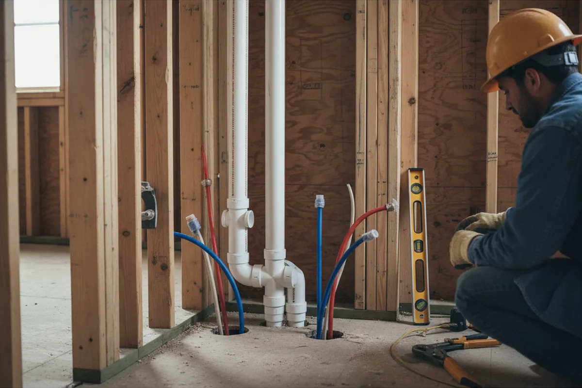 Drain and supply rough-in during Drain Cleaning in Quincy
